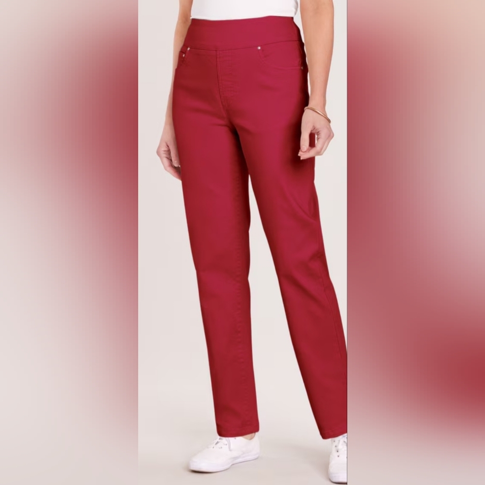 Denim Ease Flat-Waist Pull-On Jeans Pants Size 10 NWT